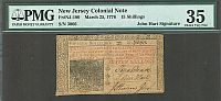 NJ-180 Colonial, 15 Shillings, March 25, 1776 - John Hart Signature, Choice VF, PMG-35